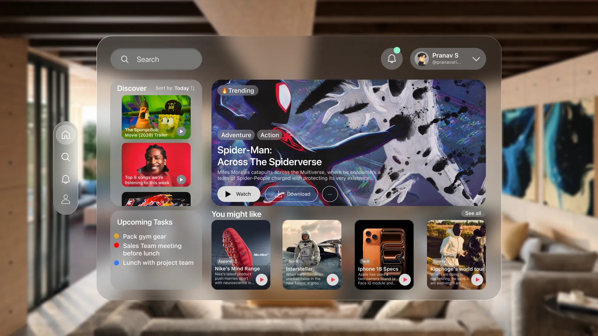 Home screen UI