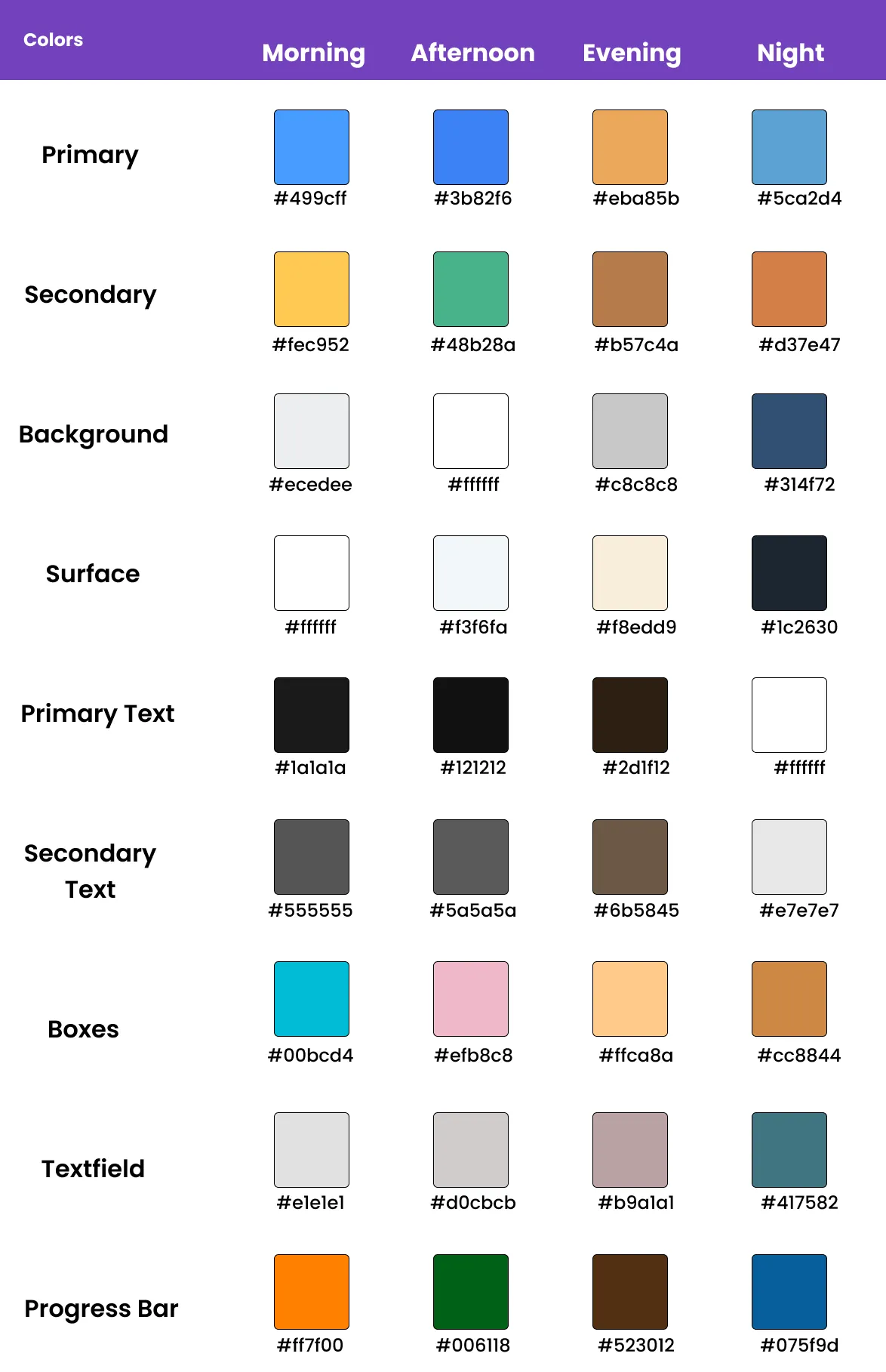 Circadian color palette